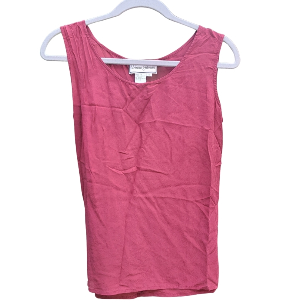 Diane Gilman Red 100% Silk Sleeveless Red Top